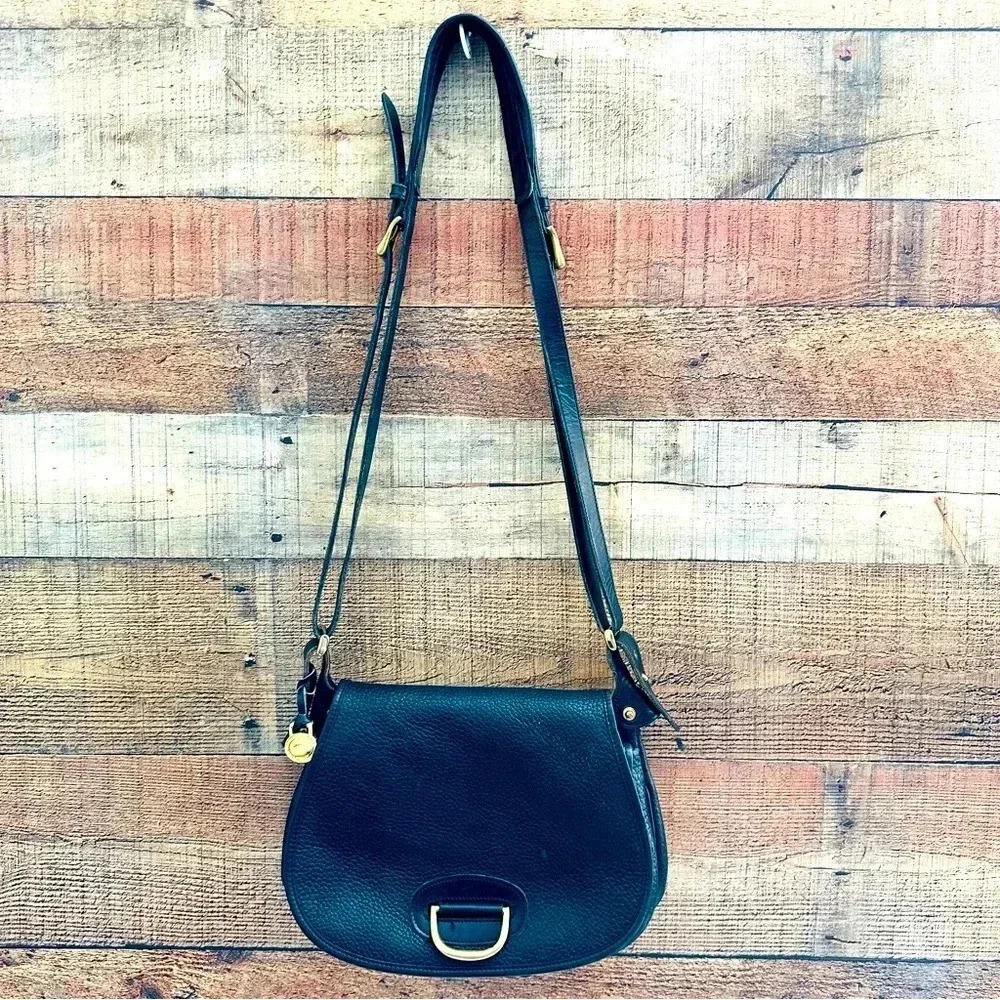 Rare Vintage Dooney & Bourke Leather Black Horseshoe Crossbody Bag
